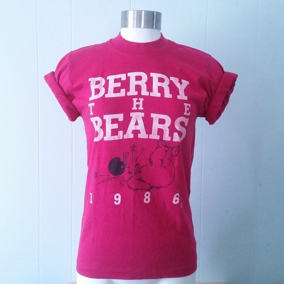 Vintage Patriots T-shirt 1986 Super Bowl Tee Bear - Picture 1 of 3